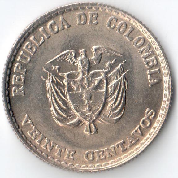 Колумбия 1965 20 сентаво
