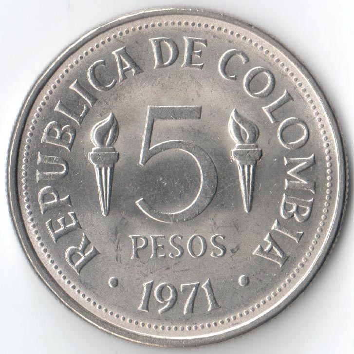 Колумбия 1971 5 песо
