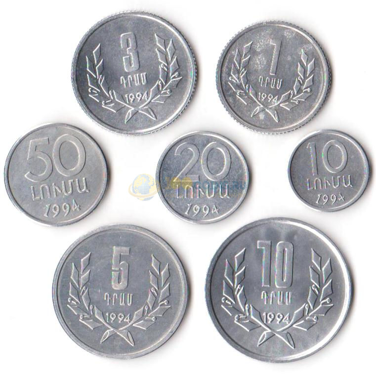 Армянские деньги на русские. Номиналы монет Армении 2003. Современные армянские монеты.